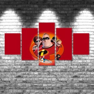 Incredibles 2 - Cartoon 5 Panel Canvas Art Wall Decor