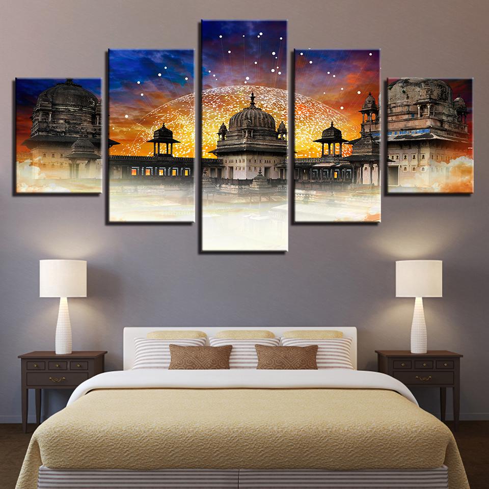 India Dharma Trend - Religion 5 Panel Canvas Art Wall Decor India Dharma Trend - Religion 5 Panel Canvas Art Wall Decor
