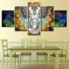India Elephant Mandala Elephant - Abstract Animal 5 Panel Canvas Art Wall Decor