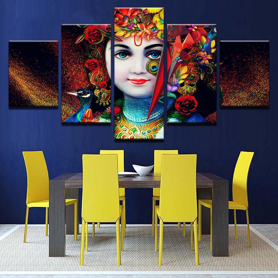 India God Radha Krishna 1 - Religion 5 Panel Canvas Art Wall Decor India God Radha Krishna 1 - Religion 5 Panel Canvas Art Wall Decor