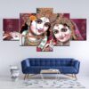 India God Radha Krishna - Religion 5 Panel Canvas Art Wall Decor