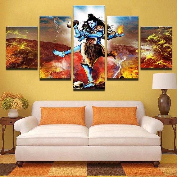 India God Shiva Hindu Religion Indian Landscape - Religion 5 Panel Canvas Art Wall Decor India God Shiva Hindu Religion Indian Landscape - Religion 5 Panel Canvas Art Wall Decor