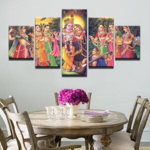India Myth Lord Krishna - Religion 5 Panel Canvas Art Wall Decor