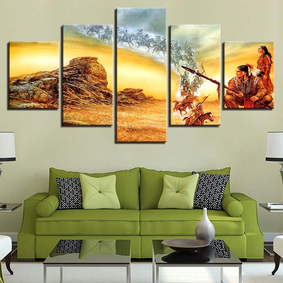 India Original - Abstract 5 Panel Canvas Art Wall Decor India Original - Abstract 5 Panel Canvas Art Wall Decor