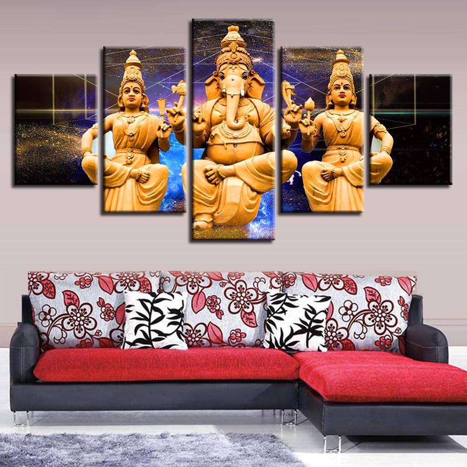 India Tibetan Buddhism Ganesha 1 - Religion 5 Panel Canvas Art Wall Decor India Tibetan Buddhism Ganesha 1 - Religion 5 Panel Canvas Art Wall Decor