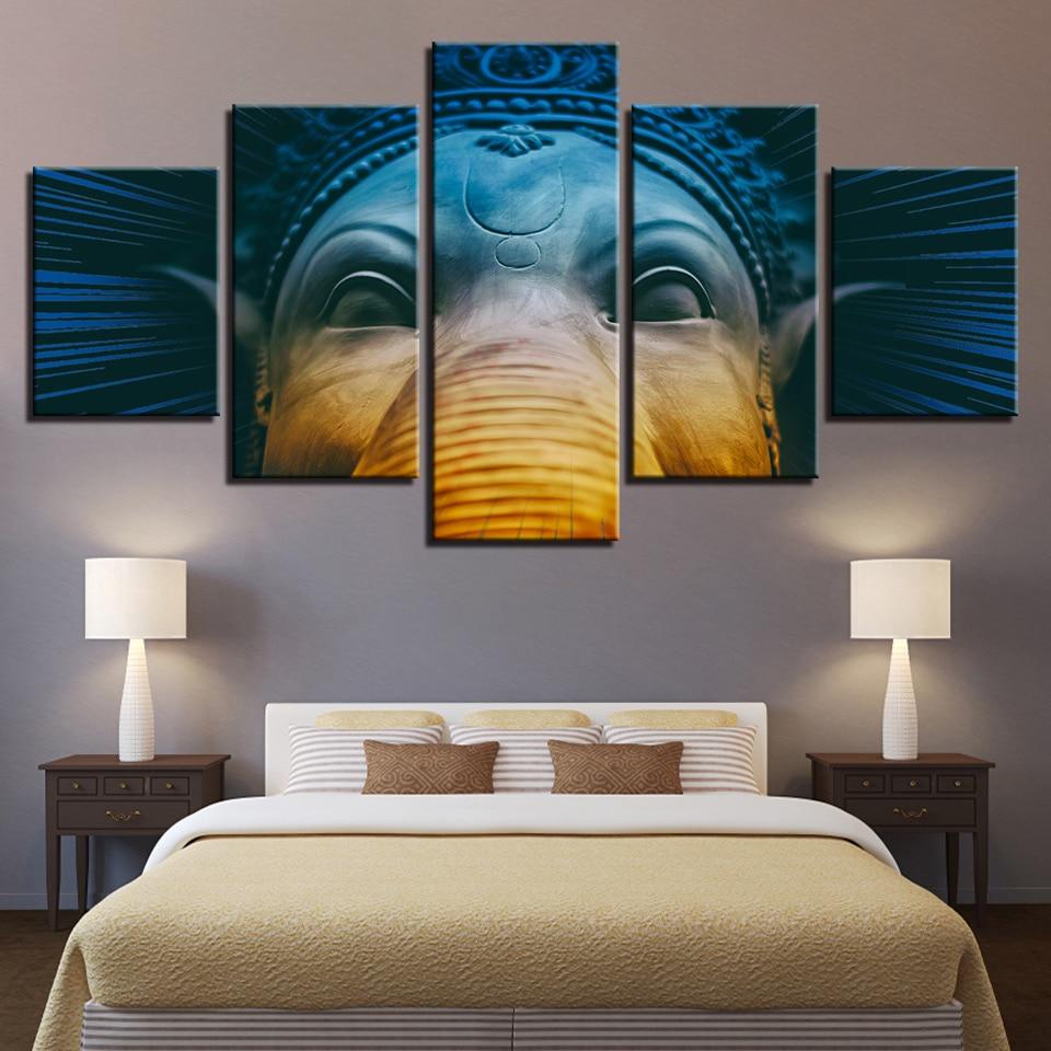 India Tibetan Buddhism Ganesha 5 - Religion 5 Panel Canvas Art Wall Decor India Tibetan Buddhism Ganesha 5 - Religion 5 Panel Canvas Art Wall Decor