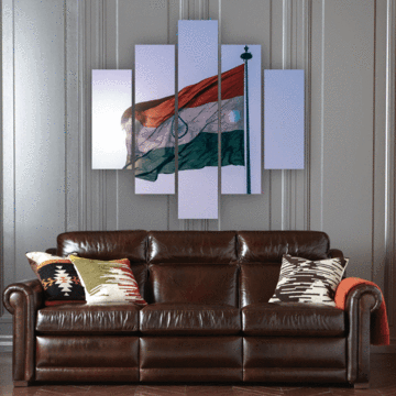 Indian Flag - Abstract 5 Panel Canvas Art Wall Decor Indian Flag - Abstract 5 Panel Canvas Art Wall Decor