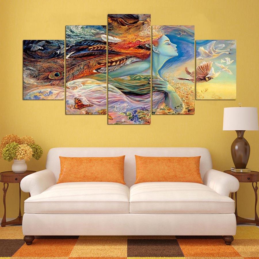 Indian Girl 01 - Abstract 5 Panel Canvas Art Wall Decor Indian Girl 01 - Abstract 5 Panel Canvas Art Wall Decor