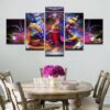 Indian God Vishnu And Lakshmi - Religion 5 Panel Canvas Art Wall Decor