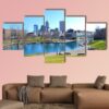 Indiana Canal And Skyline During The Day - Nature 5 Panel Canvas Art Wall Decor
