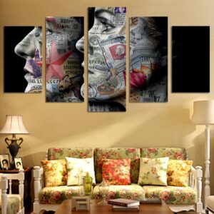 Infomation Face - Abstract 5 Panel Canvas Art Wall Dï¿½Cor