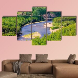 Inner Mongolia White Deer Island 1 - Nature 5 Panel Canvas Art Wall Decor