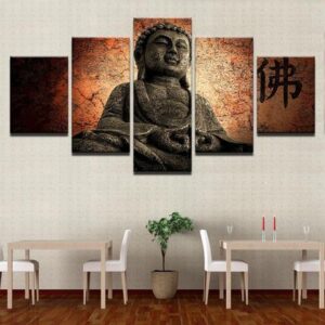 Inspiring Buddha - Religion 5 Panel Canvas Art Wall Decor