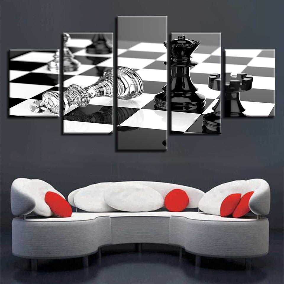 International Chess - Gaming 5 Panel Canvas Art Wall Decor International Chess - Gaming 5 Panel Canvas Art Wall Decor