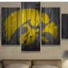 Iowa Hawkeyes College Barn Wood Style - Sport 5 Panel Canvas Art Wall Decor