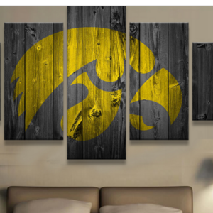 Iowa Hawkeyes College Barn Wood Style - Sport 5 Panel Canvas Art Wall Decor