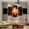 Ire Skull Red Rose Modern Home - Abstract 5 Panel Canvas Art Wall Decor