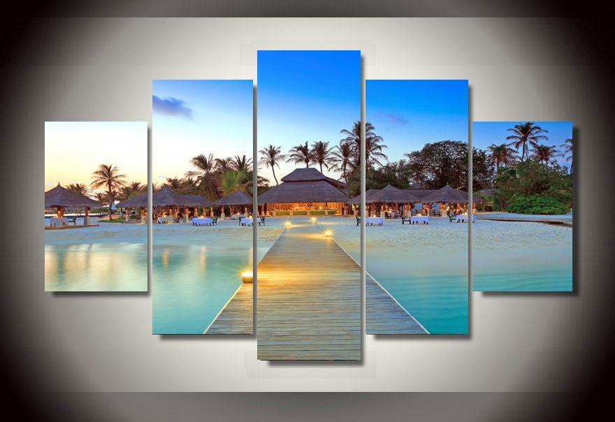 Is This Maldive - Nature 5 Panel Canvas Art Wall Decor Is This Maldive - Nature 5 Panel Canvas Art Wall Decor