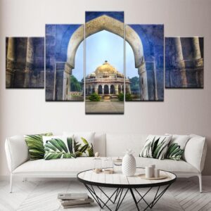 Isa Khan S Tomb Delhi Tomb Scenery - Nature 5 Panel Canvas Art Wall Decor