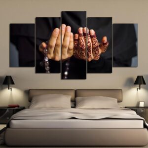 Islam Scripture on hands - Abstract 5 Panel Canvas Art Wall Decor