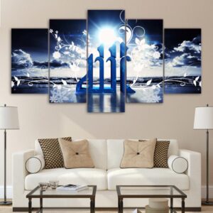 Islam White Light Flower - Religion 5 Panel Canvas Art Wall Decor