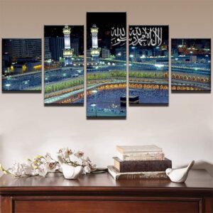 Islamic Mosque Castle - Religion 5 Panel Canvas Art Wall Decor