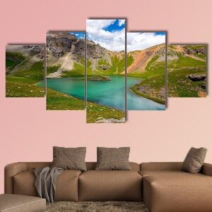 Island Lake In San Juan Mountains - Nature 5 Panel Canvas Art Wall Decor