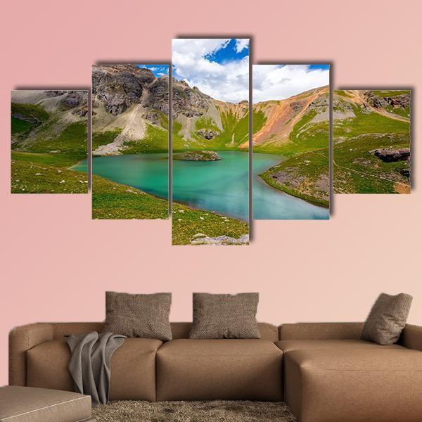 Island Lake In San Juan Mountains - Nature 5 Panel Canvas Art Wall Decor Island Lake In San Juan Mountains - Nature 5 Panel Canvas Art Wall Decor