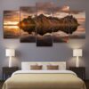 Island Reflection - Nature 5 Panel Canvas Art Wall Decor