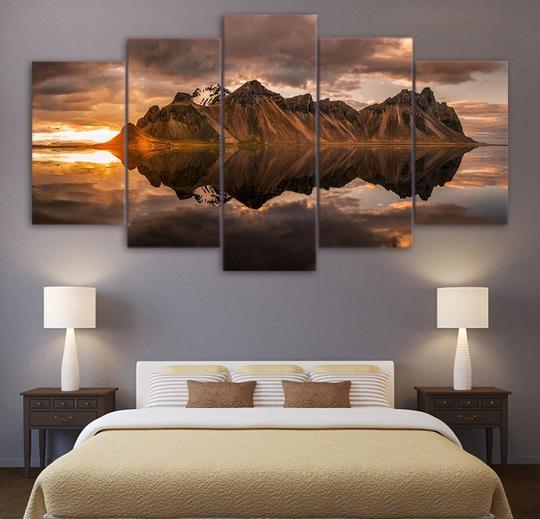 Island Reflection - Nature 5 Panel Canvas Art Wall Decor Island Reflection - Nature 5 Panel Canvas Art Wall Decor