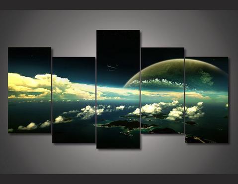 Islands And Clouds - Nature 5 Panel Canvas Art Wall Decor Islands And Clouds - Nature 5 Panel Canvas Art Wall Decor