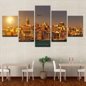 Istanbul Turkey - Abstract 5 Panel Canvas Art Wall Decor
