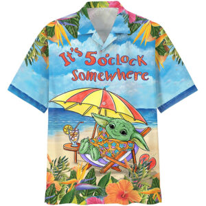 It’S 5 O’Clock Somewhere Baby Yoda Summer Time Hawaiian Shirt