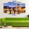 Italy Rome Night View - Nature 5 Panel Canvas Art Wall Decor