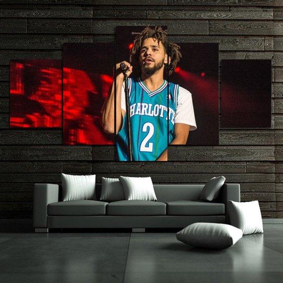 J Cole Singing Celebrity - 5 Panel Canvas Art Wall Decor J Cole Singing Celebrity - 5 Panel Canvas Art Wall Decor