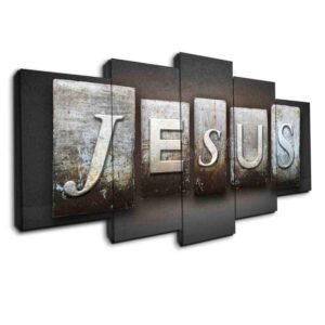 J E S U S - Abstract 5 Panel Canvas Art Wall Decor
