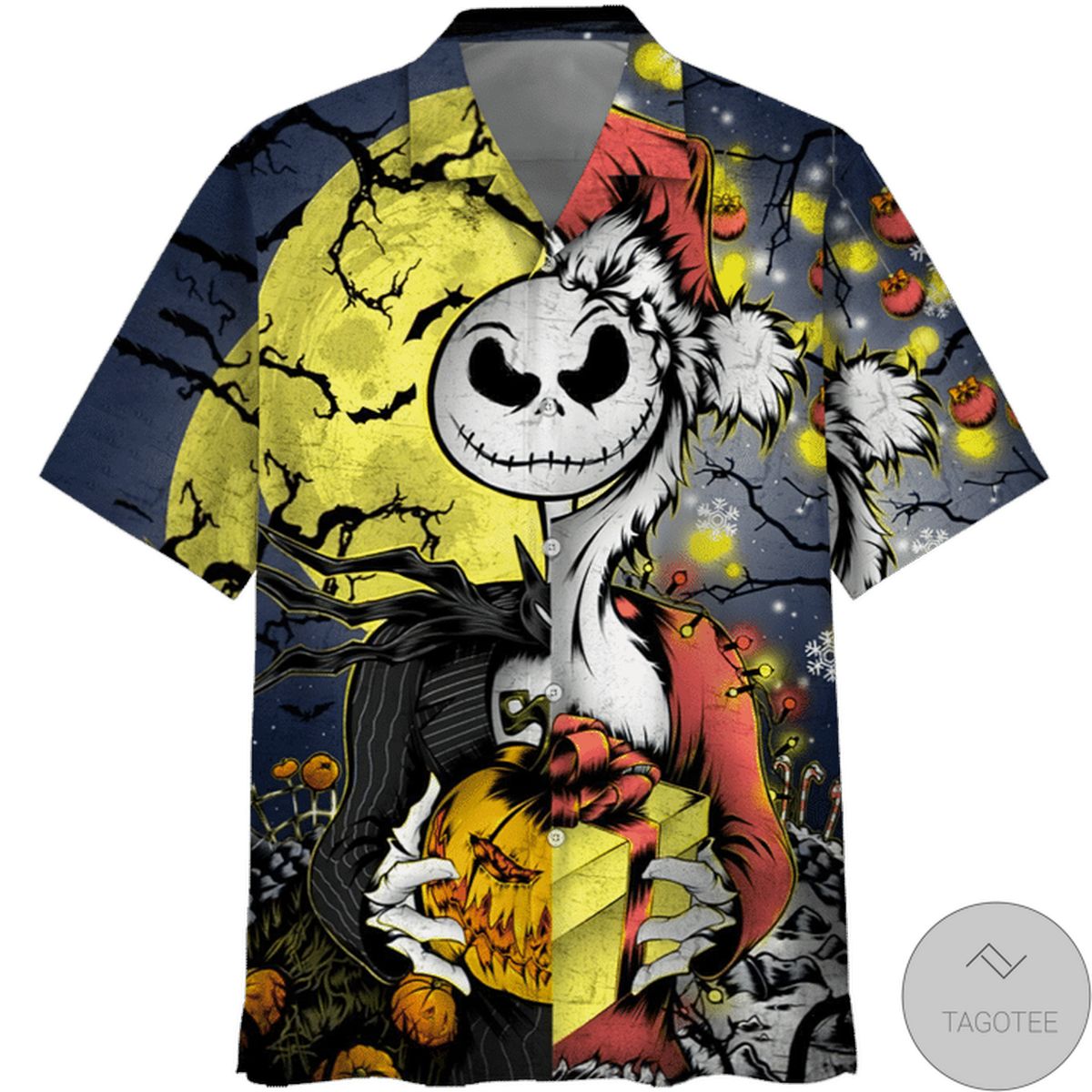 Jack Skellington Halloween And Christmas Hawaiian Shirt Jack Skellington Halloween And Christmas Hawaiian Shirt
