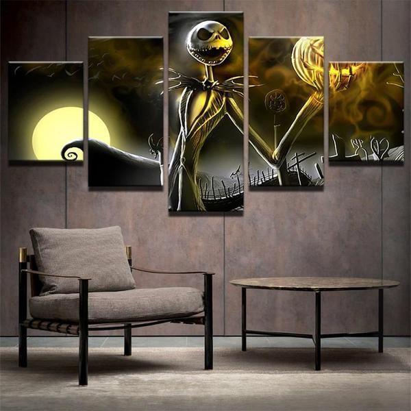Jack Skellington Hallowmas - Cartoon 5 Panel Canvas Art Wall Decor Jack Skellington Hallowmas - Cartoon 5 Panel Canvas Art Wall Decor