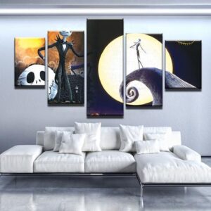 Jack Skellington Nightmare - Cartoon 5 Panel Canvas Art Wall Decor