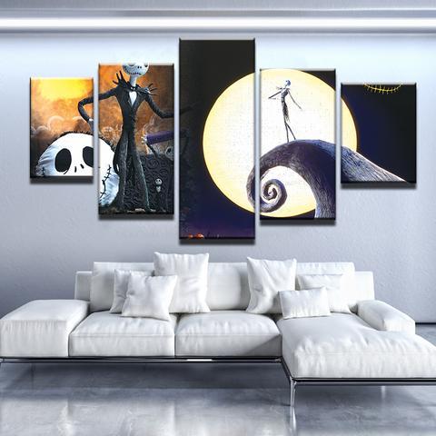 Jack Skellington Nightmare - Cartoon 5 Panel Canvas Art Wall Decor Jack Skellington Nightmare - Cartoon 5 Panel Canvas Art Wall Decor