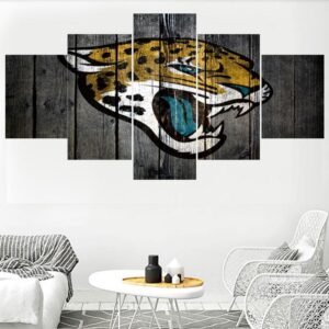 Jacksonville Jaguars Logo Football - 5 Panel Canvas Art Wall Decor