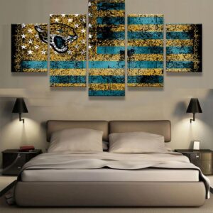 Jacksonville Jaguars Usa Flag - Abstract 5 Panel Canvas Art Wall Decor