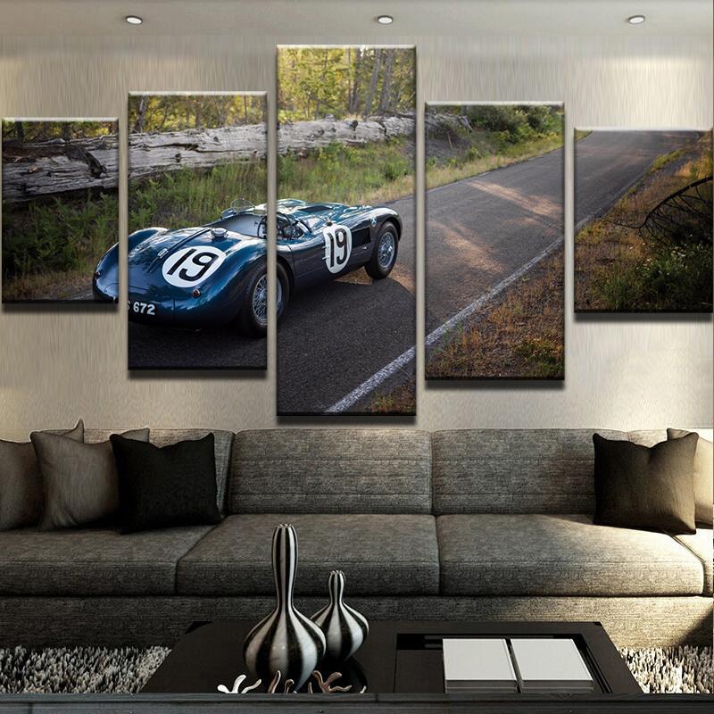 Jaguar C Type - Automative 5 Panel Canvas Art Wall Decor Jaguar C Type - Automative 5 Panel Canvas Art Wall Decor