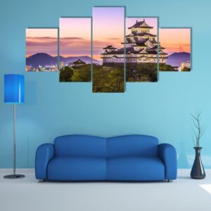 Japan Dawn At Himeji Castle - Nature 5 Panel Canvas Art Wall Decor