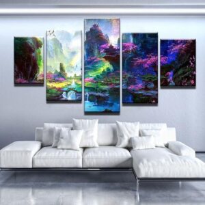 Japanese Fantasy - Abstract 5 Panel Canvas Art Wall Decor