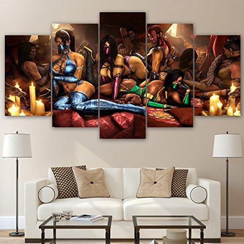 Japanese Sexy Girls Anime Beauty - Abstract 5 Panel Canvas Art Wall Decor Japanese Sexy Girls Anime Beauty - Abstract 5 Panel Canvas Art Wall Decor