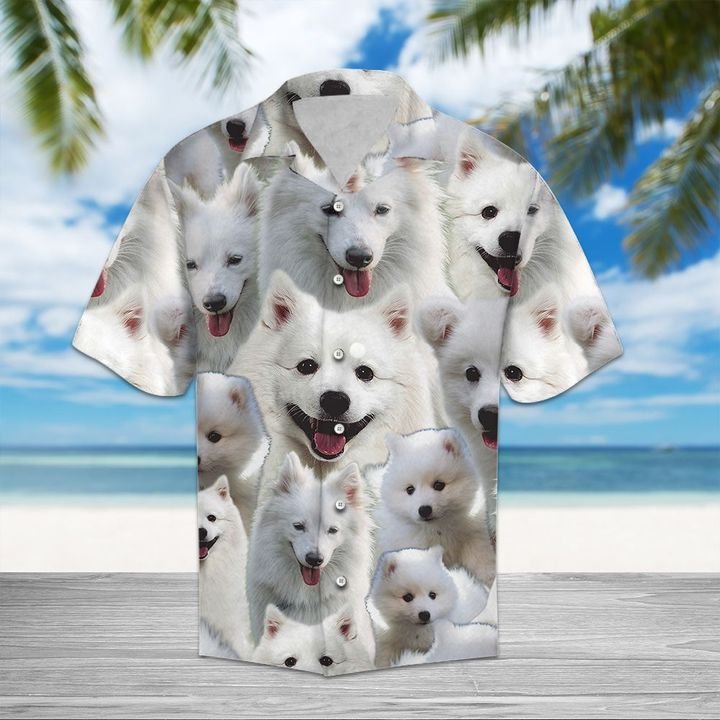 Japanese Spitz Hawaiian Shirt Summer Button Up Japanese Spitz Hawaiian Shirt Summer Button Up