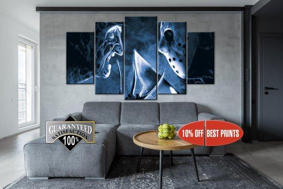 Jason Vs Freddy - Movie 5 Panel Canvas Art Wall Decor Jason Vs Freddy - Movie 5 Panel Canvas Art Wall Decor