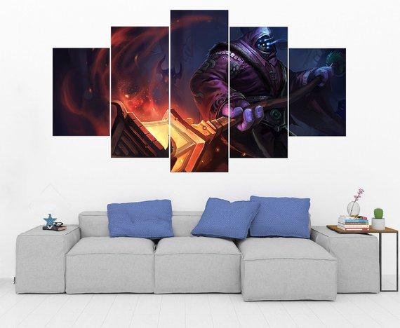 Jax - League Of Legends - Gaming 5 Panel Canvas Art Wall Decor Jax - League Of Legends - Gaming 5 Panel Canvas Art Wall Decor