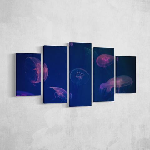 Jellyfish - Abstract 5 Panel Canvas Art Wall Decor Jellyfish - Abstract 5 Panel Canvas Art Wall Decor